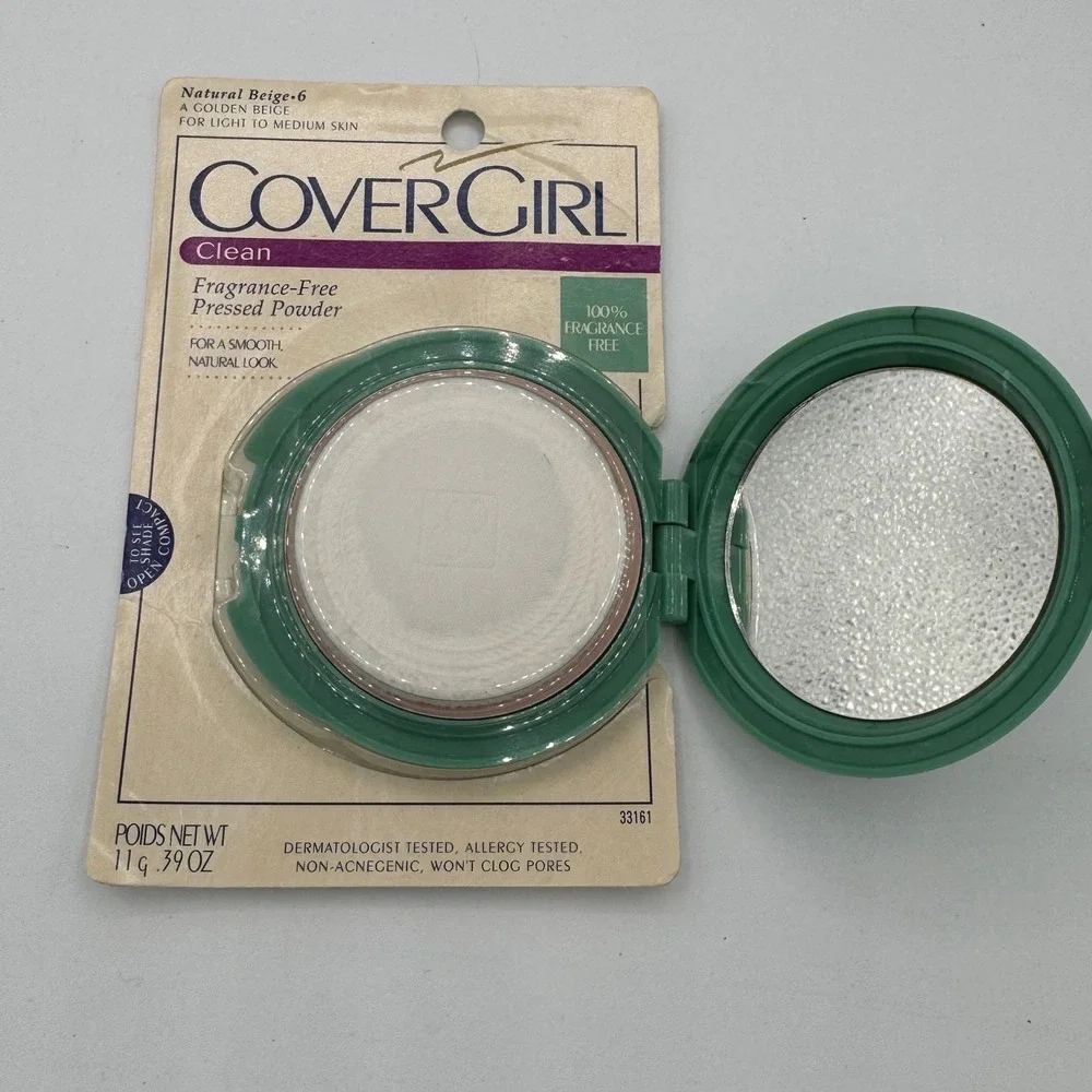 Vintage CoverGirl Clean Fragrance Free Pressed Powder Natural Beige 6 Green Case
